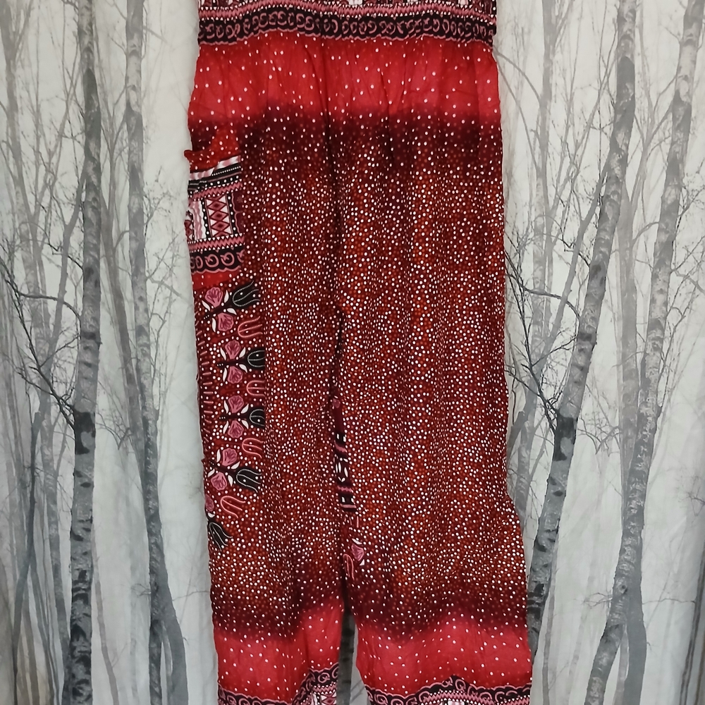 Bohemian Red Patterned Pants - Picture 2 of 3